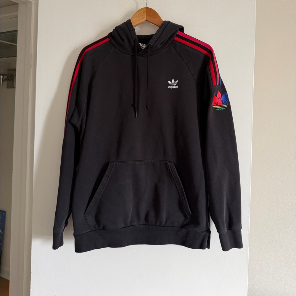 Adidas Fleece Lined Black Hoodie Sweatshirt size Large EUC - Picture 7 of 13